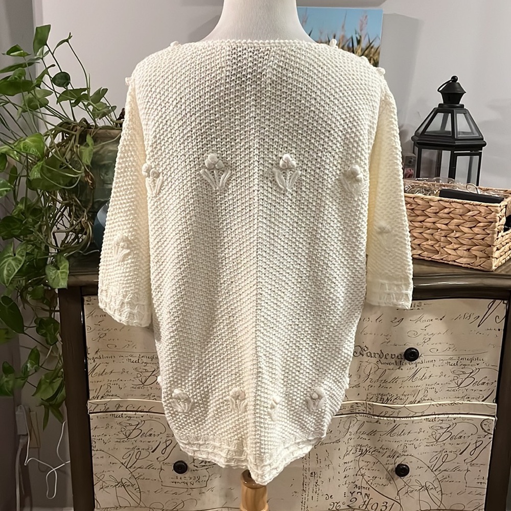 VINTAGE MARISA CHRISTINA HAND KNITTED OVERSIZED CARDIGAN IVORY WHITE SIZE MP - Picture 6 of 14
